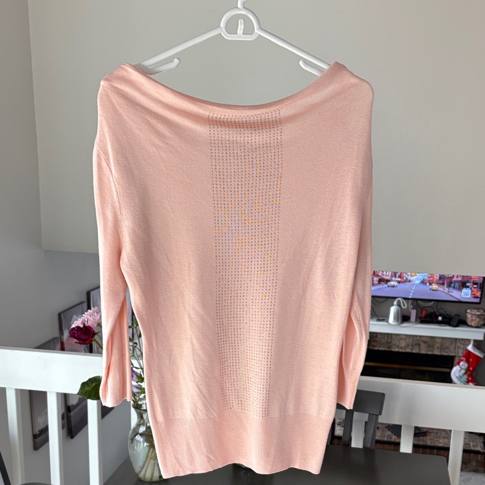 New York & Company Peach Off-the-Shoulder Sweater
